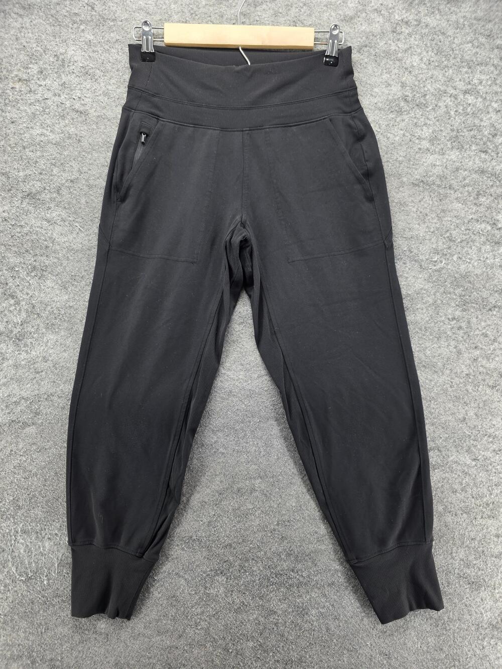 Athleta Jogger Pants Womens PXS Black Elastic Waist Zip Pockets 28 Inseam